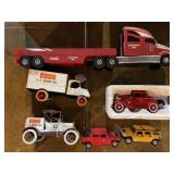 Ertl diecast toy cars, plastic Coca-Cola trailer