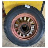 Antique wood hub wagon wheel, 26 inch