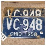 (2) Matching License plates (1958 OH)
