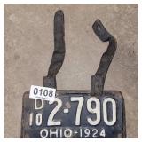 License plate in holder/hanger (1924 OH)