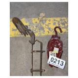 Vintage metal door track, metal pulley
