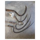 Hand sickles, hay hook