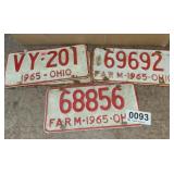 (3) License plates  (1965 OH)