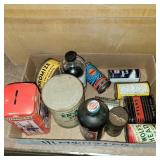 Vintage oil cans & bottles,  banks and more