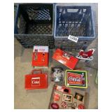 Coka cola items, milk crates