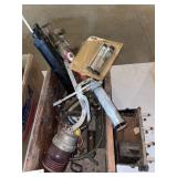 Vintage car battery pack, grease guns, more