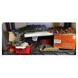 Halloween decor, socket set, tape measures and