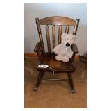 Childs wooden rocker w/ bear