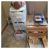 Storage containers,  latchook projects, material