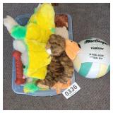 Volleyball and dog toys