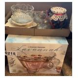 Anchor Hocking punch bowl set, and misc glassware