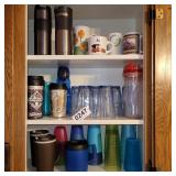 Glasses, cups and travel mugs
