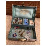 Jewelry box and tie tacks, pins