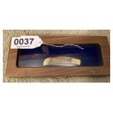 Ashland Oil engraved knife in case