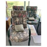 (3) padded metal lawn chairs