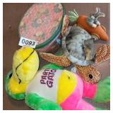 Sewing box, stuffed toys and Easter decor