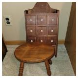 Wooden stool and spice cabinet