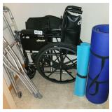 Wheel chair, exercise mats, walker and crutches