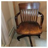 Antique wooden swivel office chair