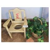 Vintage Childs potty chair, faux plants, more