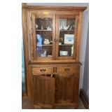 Vintage 2-piece oak flatback cupboard
