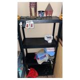 Plastic shelving 4 ft tall with decor