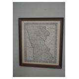 1871 Iowa & Missouri Framed County Map