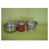 S. S. Coffee Canister, 2  Colanders