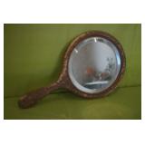 Carved Hand Mirror w/ Beveled Mirror