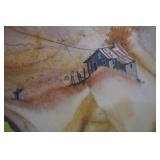 Hand Painted Cabin on Polished Jasper Slab