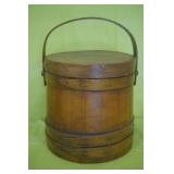 Wood Firken Sugar Bucket w/ Lid  15 x 10