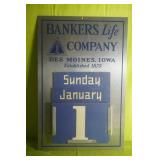 1946 Bankers Life Co Calendar "Metal w/ Cardstock