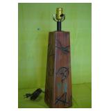 Wood Base lamp w/ Cattle Brands 21"