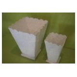 2 Embossed Decorative Metal Canisters