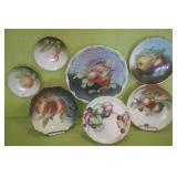 7 pc Fruit Motif Decorative Plates - Hand Painted