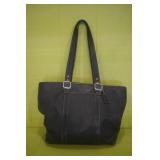 Coach Shoulder Satchel Tote Bag Black Leather