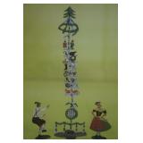 German May Pole, Hand Painted Pewter / Zinn