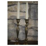 2 Brass Candle Holders  9"