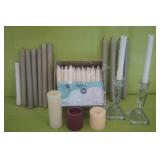 2 Candle Stick Holders,36 Bistro Candles 7" in Bx