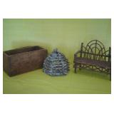Folky Bird House & Bent Wood/Twig Doll Bench,