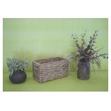 2 Faux Plants & Accent Basket