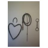 Bull Whip, Snaffle Bit, 2 pt Barbed Wire Heart &