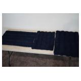 3 Dark Blue Plush Bath Rugs