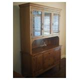 French Oak Hutch w/ Glass Doors & Shelves