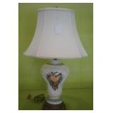 Porcelain Table Lamp w/ Hand Painted Fruit