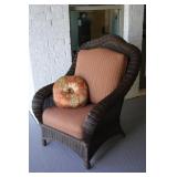 Ethan Allen Cushioned Wicker Arm Chair