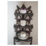 Animal Theme Corner Shelf w/ 3 Mustache Tea Cups