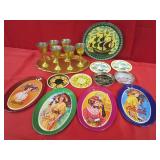 4 Coca Cola Oval Tip Trays,Coasters, Brass &