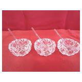 3 Glass Salt Spoons & Cellars