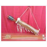 Native American Rawhide Quiver w/ Arrows